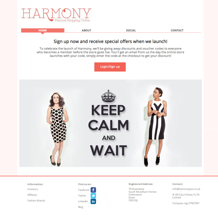 Harmony pre-launch website